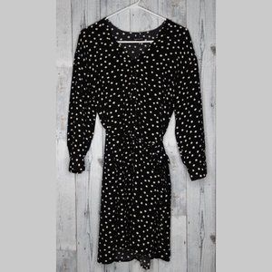 Frank & Oak Size M Black and White Dotted Dress - Mini Length with Long Sleeves
